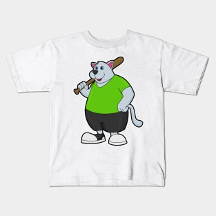 Dog at Baseball with Baseball bat Kids T-Shirt